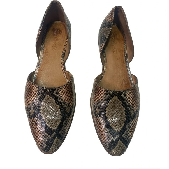Madewell The Marisa D’Orsay Flat In Snake Embossed Leather size 10 - Picture 3 of 8